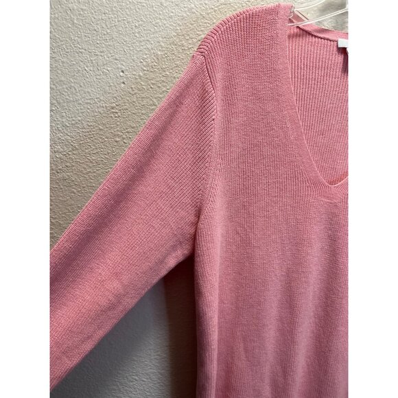 J. Jill Womens Pink Ribbed V-Neck Sweater XL Cotton/Nylon/Viscose Blend - Picture 6 of 6